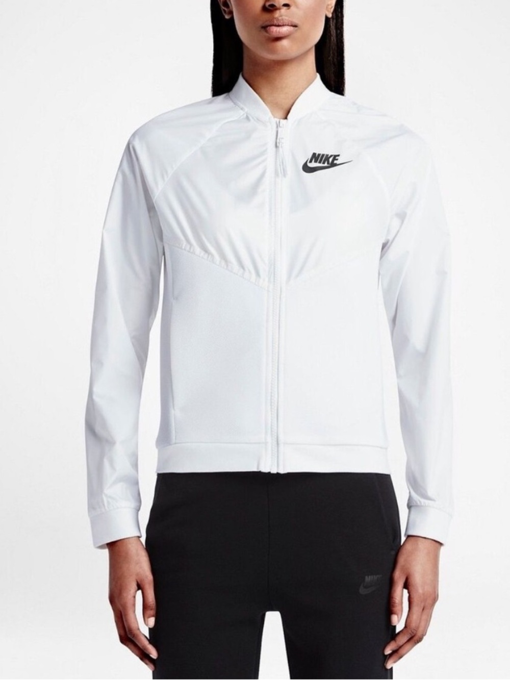 EUC Women’s Nike Tech Hypermesh Bomber Jacket White Size L